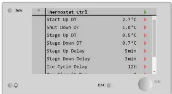 Info 4 Thermostat Ctrl Start Up DT 2.7°C Shut Down DT 1.0°C Stage Up DT 0.5°C Stage Down DT 0.7°C Stage Up Delay 5min Stage Down Delay 3min Ice Cycle Delay 12h How Clean But OK