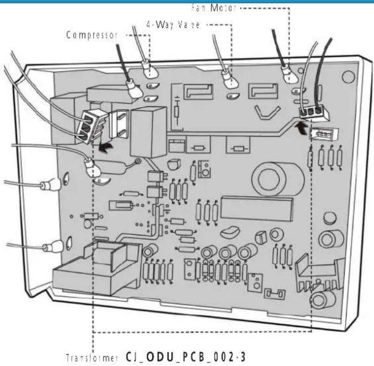Compressor 4-Way Valve Fan Motor Transformer CJ_ODU_PCB_002-3