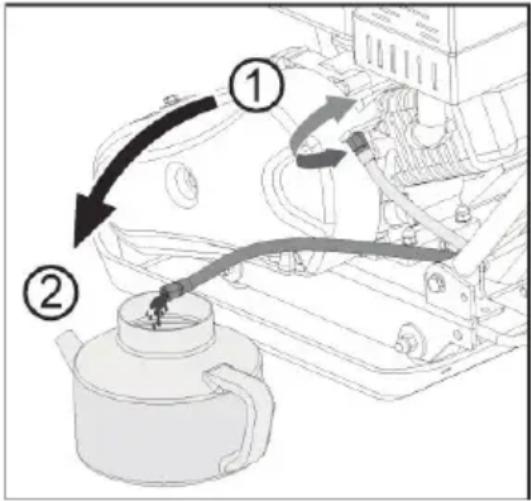 Diagram showing engine fuel system with labeled components and directional arrows indicating flow or movement