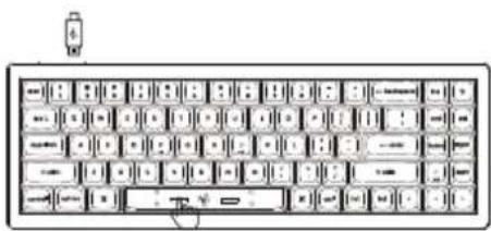 Diagram of a computer keyboard layout with labeled keys and an icon indicating the keyboard.