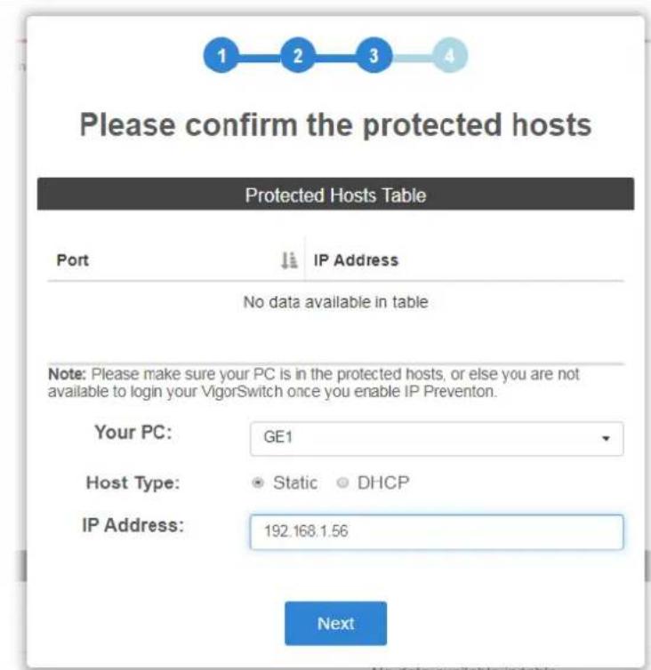 Draytek VigorSwitch P1085 - IP Conflict Prevention Setup Wizard - 4