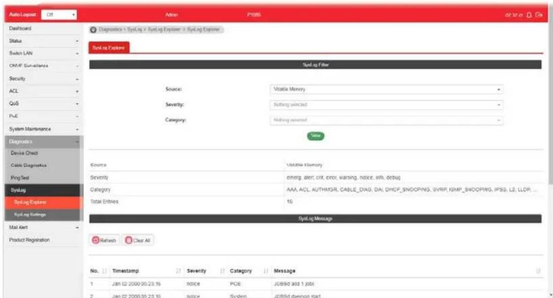Draytek VigorSwitch P1085 - IX-4-1 SysLog Explorer - 1