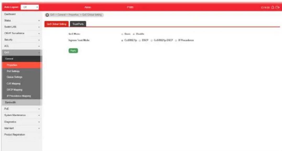 Draytek VigorSwitch P1085 - VI-1-1-1 QoS General Setting - 1