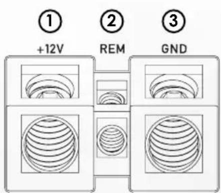 ① +12V ② REM ③ GND