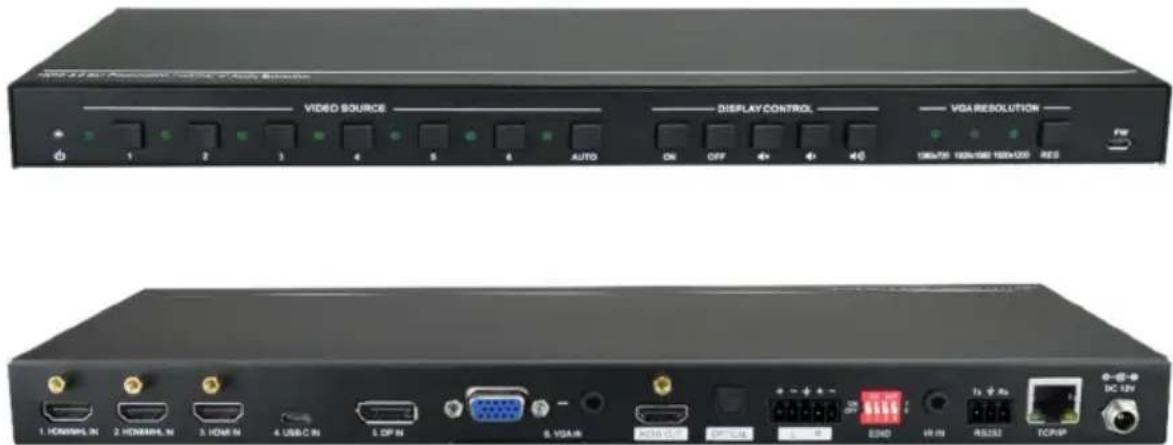 Alfatron ALF-SCU61E - HDMI 2.0 6x1 Presentation Switcher with Audio Extraction - 1