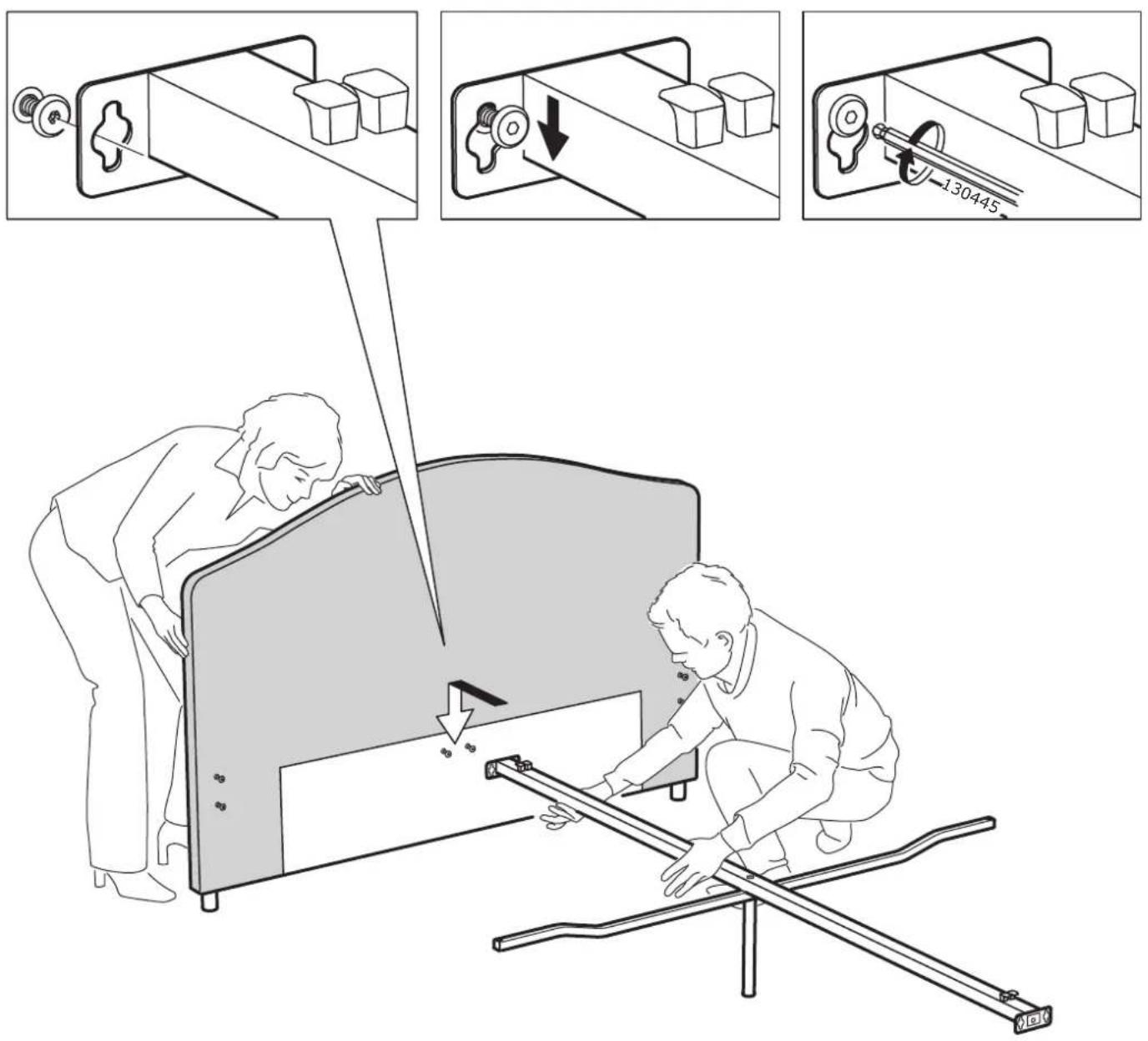 Illustration showing a person using a tool to adjust equipment, with three steps and a magnified view of the device's internal components.