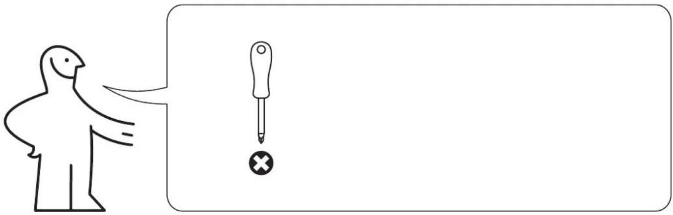 Diagram showing a person pointing at a dropper with a cross symbol, likely illustrating a warning or error.