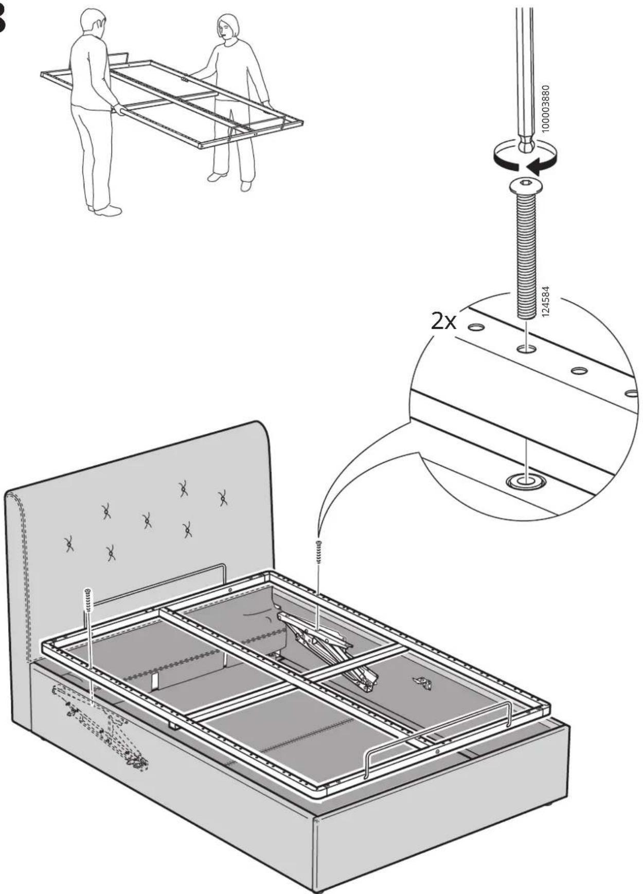 Technical diagram illustrating a mechanical assembly with labeled parts and a magnified view of the internal structure.