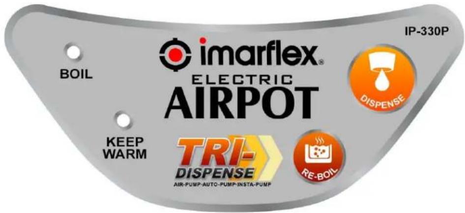 BOIL imarflex® ELECTRIC AIRPOT IP-330P KEEP WARM TRI- DISPENSE AIR-PUMP-AUTO-PUMP-INSTA-PUMP RE-BOIL