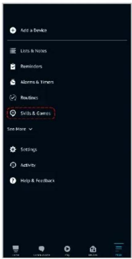 Add a Device Lists & Notes Reminders Alarms & Timers Routines Skills & Games See More > Settings Activity Help & Feedback
