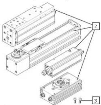 Technical diagram of mechanical components with numbered labels pointing to different parts