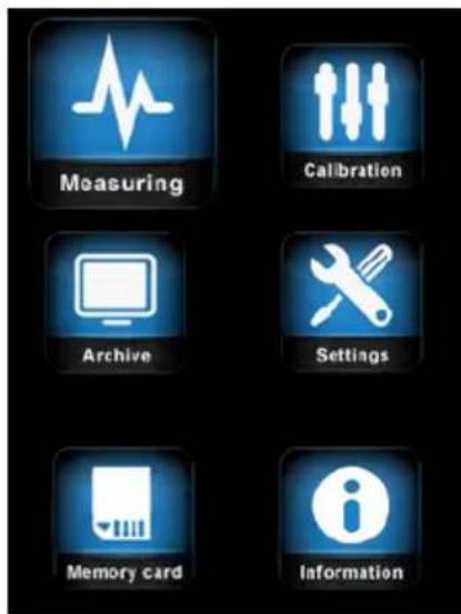 Measuring Calibration Archive Settings Memory card Information