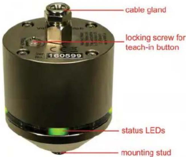 cable gland locking screw for teach-in button status LEDs mounting stud