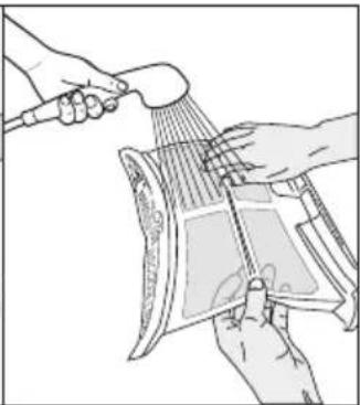 Illustration of hands using a brush to handle a curved object, no text or symbols present