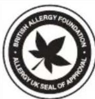 • BRITISH ALLERGY FOUNDATION ALLERGY UK SEAL OF APPROVAL