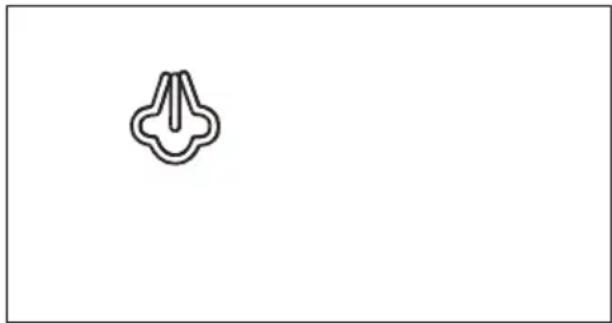 Simple line drawing of a flower-like shape with a vertical line inside, isolated on white background (no text or symbols)