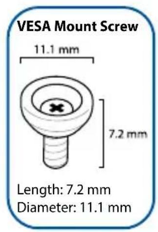 VESA Mount Screw 11.1 mm 7.2 mm Length: 7.2 mm Diameter: 11.1 mm
