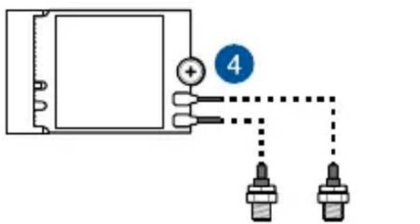 Diagram showing electrical connection with labeled component 4 and two terminal connectors