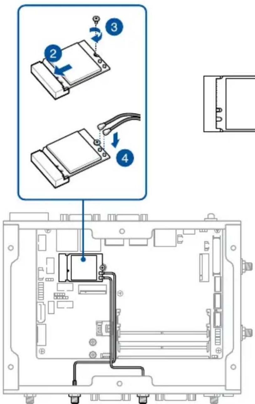 Diagram showing a device assembly with labeled components and connection arrows, including a zoomed-in view of the internal structure.