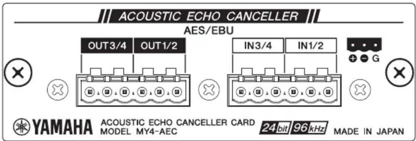 ACOUSTIC ECHO CANCELLER AES/EBU OUT3/4 OUT1/2 IN3/4 IN1/2 YAMAHA ACOUSTIC ECHO CANCELLER CARD MODEL MY4-AEC 24 bit 96 kHz MADE IN JAPAN