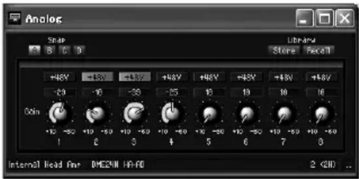 Analog Snap 8 0 +48V -48V +48V +48V +48V +48V +48V -29 -16 -33 -25 16 10 10 16 Gain +12 -50 +10 -50 +10 -60 +10 -60 +10 -50 +10 -50 +10 -60 1 2 3 4 5 6 7 8 Internal Head Amp DME24N HA-FD 2 (2H) ..