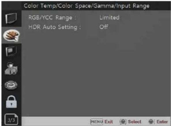 Postium OBM-U31IP - Color Temp/Color Space/Gamma Menu - 1