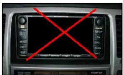 Camera display screen with red X mark and 'Posterior' label, showing navigation menu and control buttons