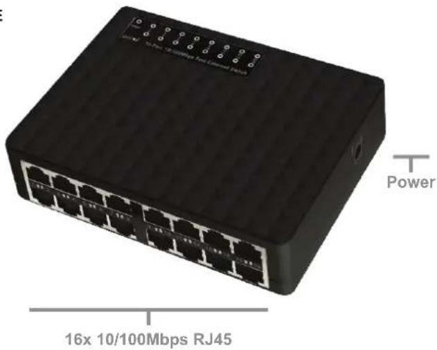 16x 10/100Mbps RJ45 Power