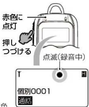 赤色に 点灯 押しつづける 点滅(録音中) 個別0001 通話 色