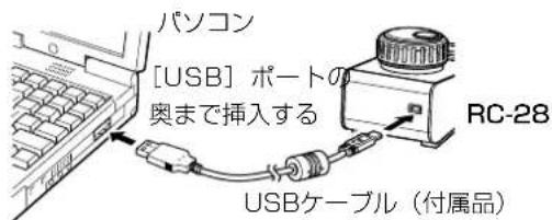 パソコン [USB] ポートの 奥まで挿入する RC-28 USBケーブル（付属品）