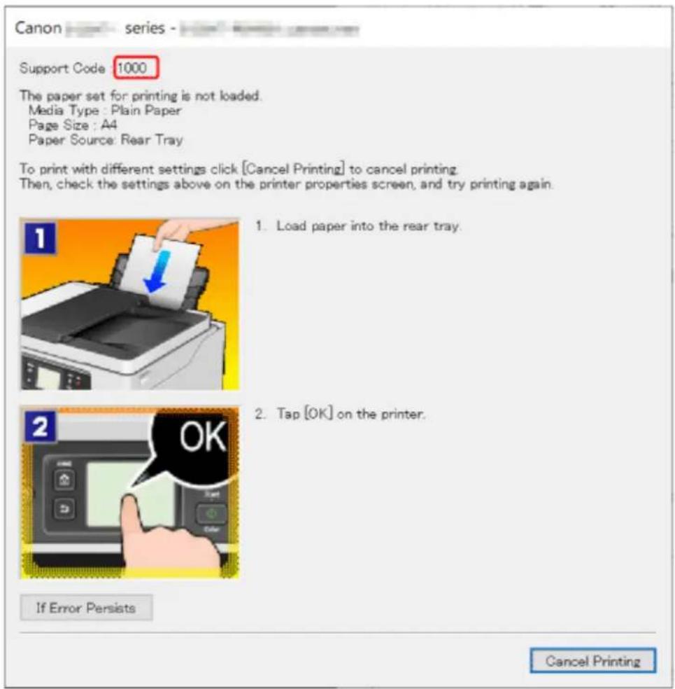 CANON MAXIFY GX4050i - Når det vises en støttekode og en melding på dataskjermen (Windows): - 1