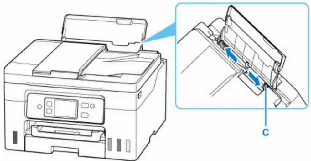 CANON MAXIFY GX4050i - Åpne bakskuffdekselet (A) og dra opp papirstøtten (B). - 3