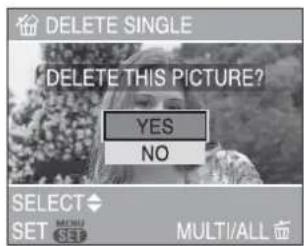 DELETE SINGLE DELETE THIS PICTURE? YES NO SELECT SET 35 MULTI/ALL