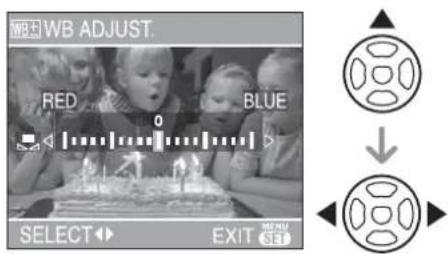 WB ADJUST. RED BLUE SELECT EXIT MENU SET