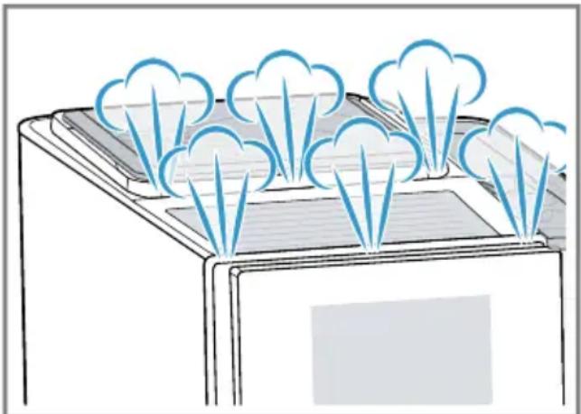 Illustration of a roof structure with cloud patterns and ventilation ducts (no text or symbols)