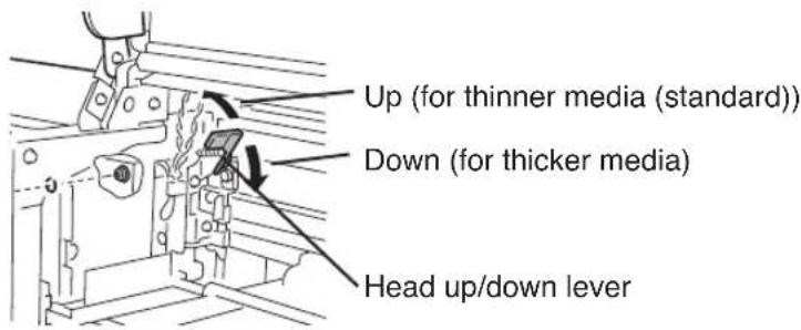Up (for thinner media (standard)) Down (for thicker media) Head up/down lever