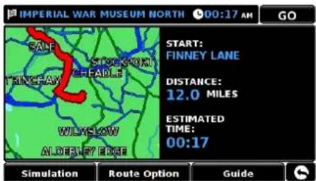 IMPERIAL WAR MUSEUM NORTH 00:17 AM GO FALE STOCKOKI THINGSWAY CHEADLE WILESLOW ALBERTY EDGE START: FINNEY LANE DISTANCE: 12.0 MILES ESTIMATED TIME: 00:17 Simulation Route Option Guide
