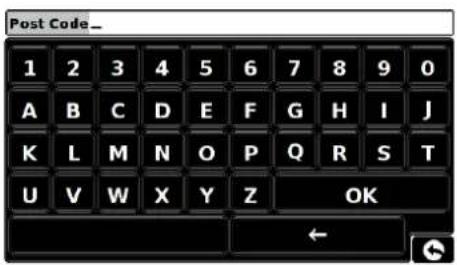 Post Code__ 1 2 3 4 5 6 7 8 9 0 A B C D E F G H I J K L M N O P Q R S T U V W X Y Z OK ←