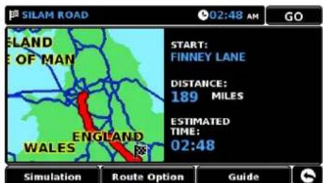 SILAM ROAD 02:48 AM GO ELAND OF MAN ENGLAND WALES START: FINNEY LANE DISTANCE: 189 MILES ESTIMATED TIME: 02:48 Simulation Route Option Guide