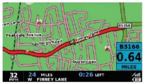 Peakdale Avenue Eastleigh Road Finney Lane B5358 B5166 0.64 MILES 32 24 MILES 0:26 LEFT MPH W FINNEY LANE All 100