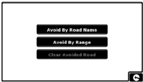 Avoid By Road Name Avoid By Range Clear Avoided Road
