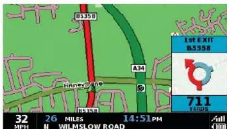B5358 A34 Finney Lane R5358 32 MPH 26 N MILES 14:51PM WILMSLOW ROAD 1st EXIT B5358 711 YARDS All CDD