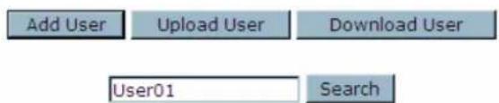 Add User Upload User Download User User01 Search