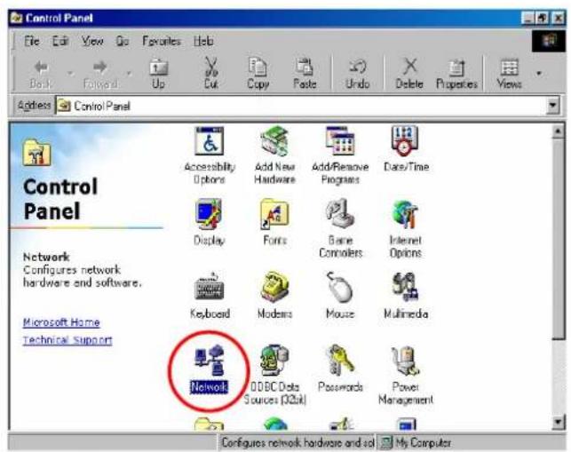 Control Panel File Edit View Tools Favorites Help Back Forward Up Cut Copy Paste Undo Delete Properties Views Address Control Panel Control Panel Network Configures network hardware and software. Microsoft Home Technical Support Accessibility Options Add New Hardware Add/Remove Programs Date/Time Display Forms Game Connectors Internet Options Keyboard Modems Mouse Multimedia Network ODBC Data Sources (32bit) Passwords Power Management Configures network hardware and so My Computer