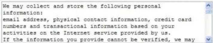 We may collect and store the following personal information: email address, physical contact information, credit card numbers and transactional information based on your activities on the Internet service provided by us. If the information you provide cannot be verified, we may