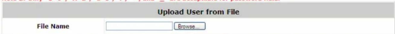 Upload User from File File Name Browse...