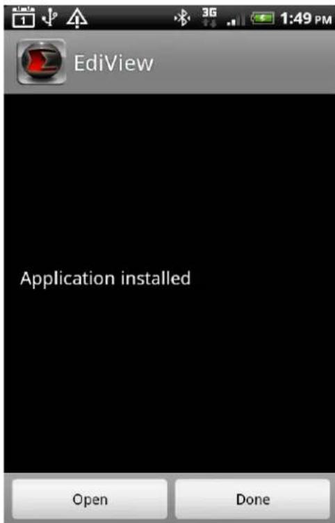 EditView Application installed Open Done