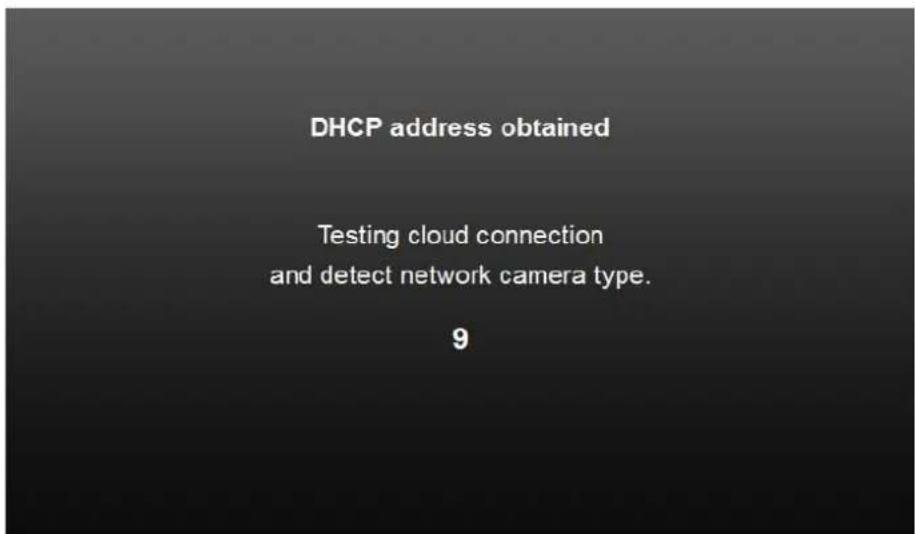DHCP address obtained Testing cloud connection and detect network camera type. 9