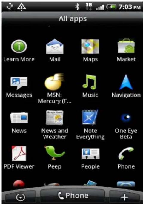 All apps Learn More Mail Maps Market Messages MSN: Mercury (F... Music Navigation News News and Weather Note Everything One Eye Beta PDF Viewer Peep People Phone