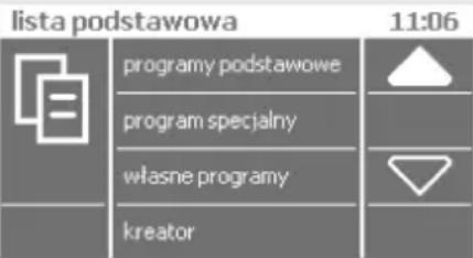 lista podstawowa 11:06 programy podstawowe program specjalny własne programy kreator